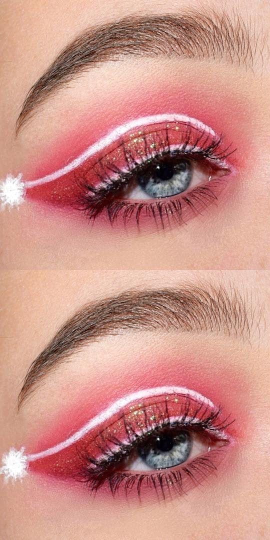 Holiday Makeup Christmas, Holiday Eye Makeup, Christmas Makeup Simple, Xmas Makeup, Christmas Eyeshadow, Holiday Eye, Make Up Designs, Christmas Eye Makeup, Cute Halloween Makeup