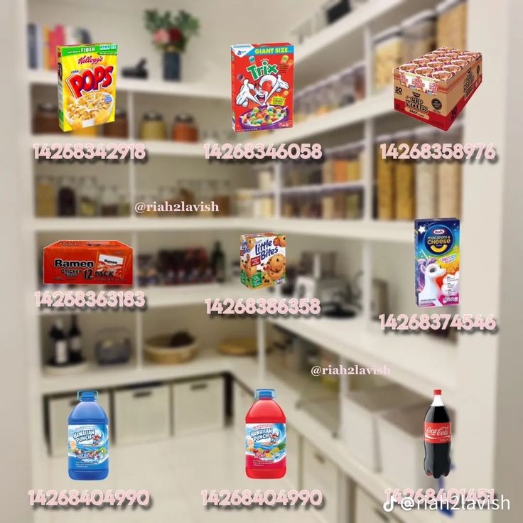 the shelves are filled with different types of snacks