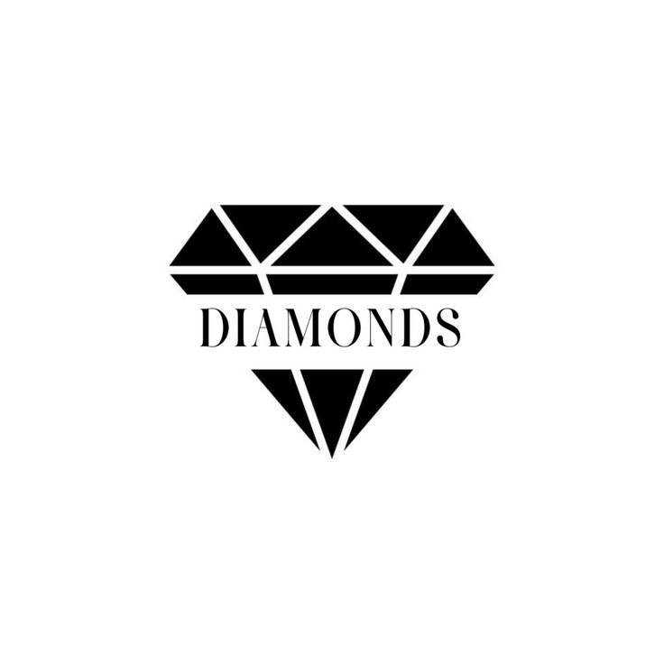 the logo for diamonds is shown in black and white, with a diamond on top