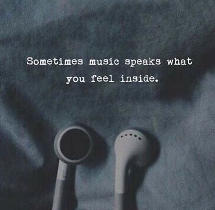 two headphones sitting next to each other in front of a quote that reads sometimes music speaks what you feel inside