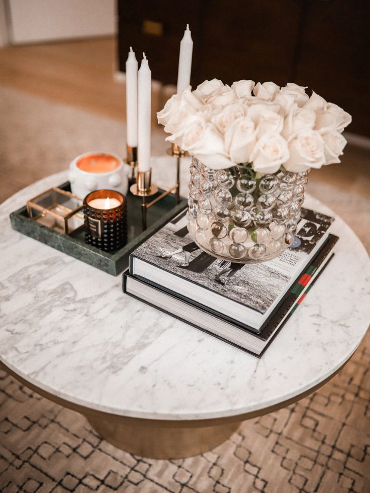 Styling The Perfect Coffee Table - The Page Edit Contemporary Coffee Table Decor, Coffe Table Arrangment, Styling Coffee Table, Round Coffee Table Styling, Round Coffee Table Decor, Round Coffe Table, Coffee Table Flowers, Coffee Table Arrangements, Coffee Table Decor Living Room