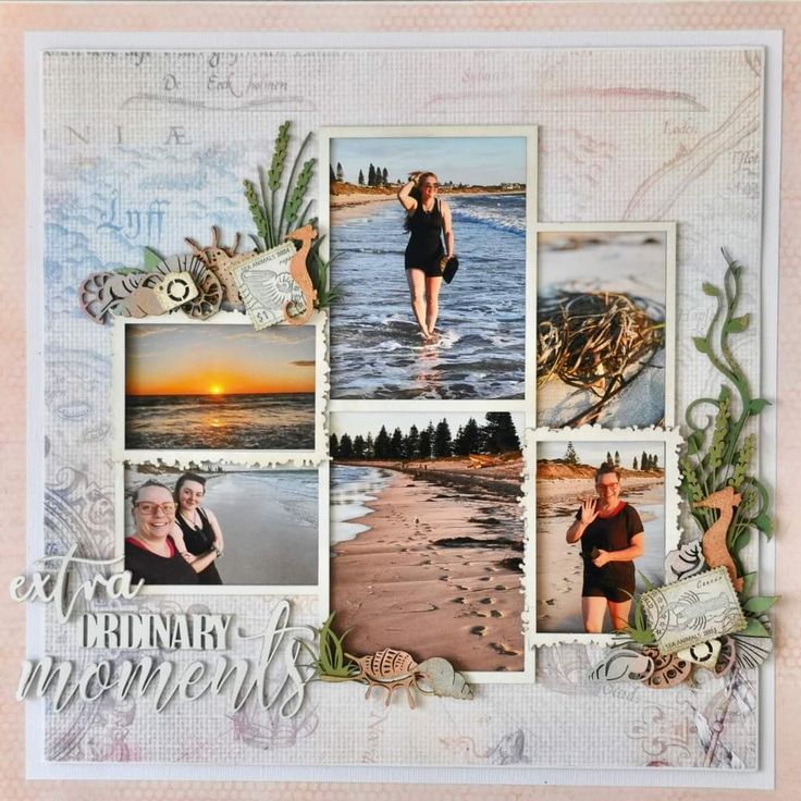 a scrapbook page with photos and words on it