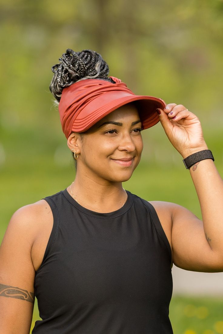 Sun Visor Hat. The Turban Visor is a modern and stylish accessory that will provide you to be comfortable at the beach, pool or in any outdoor activity. A new kind of sun protection accessory.  A ruffled turban visor, with open top, fully lined inside and really comfortable to wear. The turban/ponytail visors are more than apparel items: It is an unique item that you can take for holidays, vacations, celebrations, honeymoon, outdoor events and much more.  Materials: Lycra Fabric ---------------- Curly Hair Hat, Volleyball Summer, Beach Visor, Hair Hat, Sun Visor Hat, Visor Cap, Visor Hat, Volley Ball, Lycra Fabric