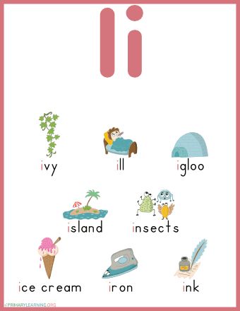 a poster with different types of words and pictures on the front page, including an ice cream