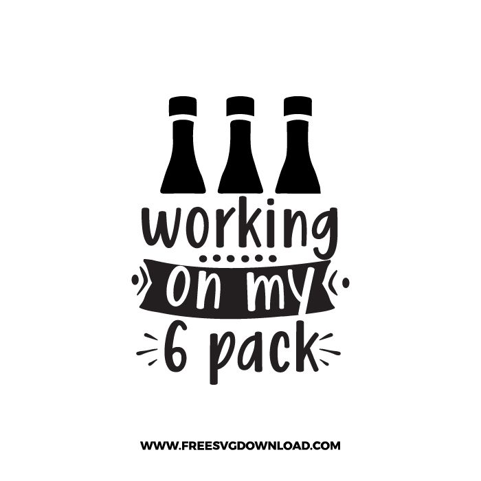 the words working on my 6 pack are in black and white, with three bottles behind it