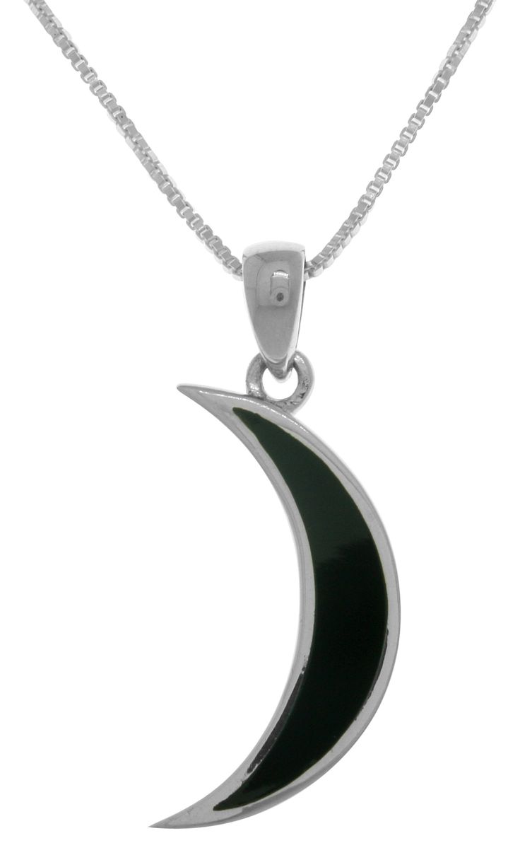 PRICES MAY VARY. Metal: .925 Sterling Silver Finish: High polish Approximate Pendant dimensions: 13.0 mm wide x 31.0 mm long x 2.0 mm deep, Stone Inlay, Black Created Onyx Box chain Necklace dimensions: 1.0 mm wide x 18 inches long Clasp: Spring ring This beautiful affordable Sterling Silver Jewelry makes a great holiday or birthday gift for your family and friends. Gift box included Jewelry Trends Dark Crescent Moon Sterling Silver Pendant Necklace 18" Created Black Onyx - Crafted from the fine Crescent Necklace, Box Chain Necklace, Crescent Moon Pendant, Moon Pendant Necklace, Sterling Silver Necklace Pendants, Moon Pendant, Silver Pendant Necklace, Box Chain, Crescent Moon