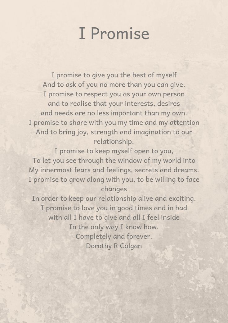 a poem written in the language of i promise