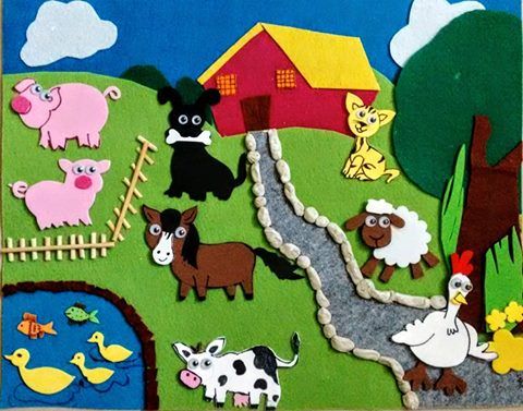 an image of a farm scene made out of felt