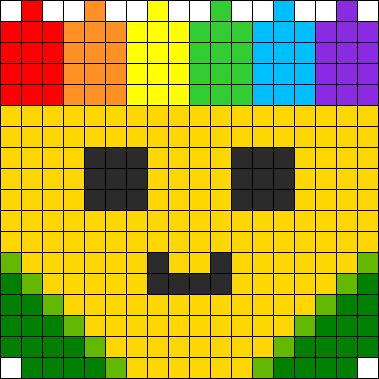 an image of a smiley face made out of colored squares with different colors on it