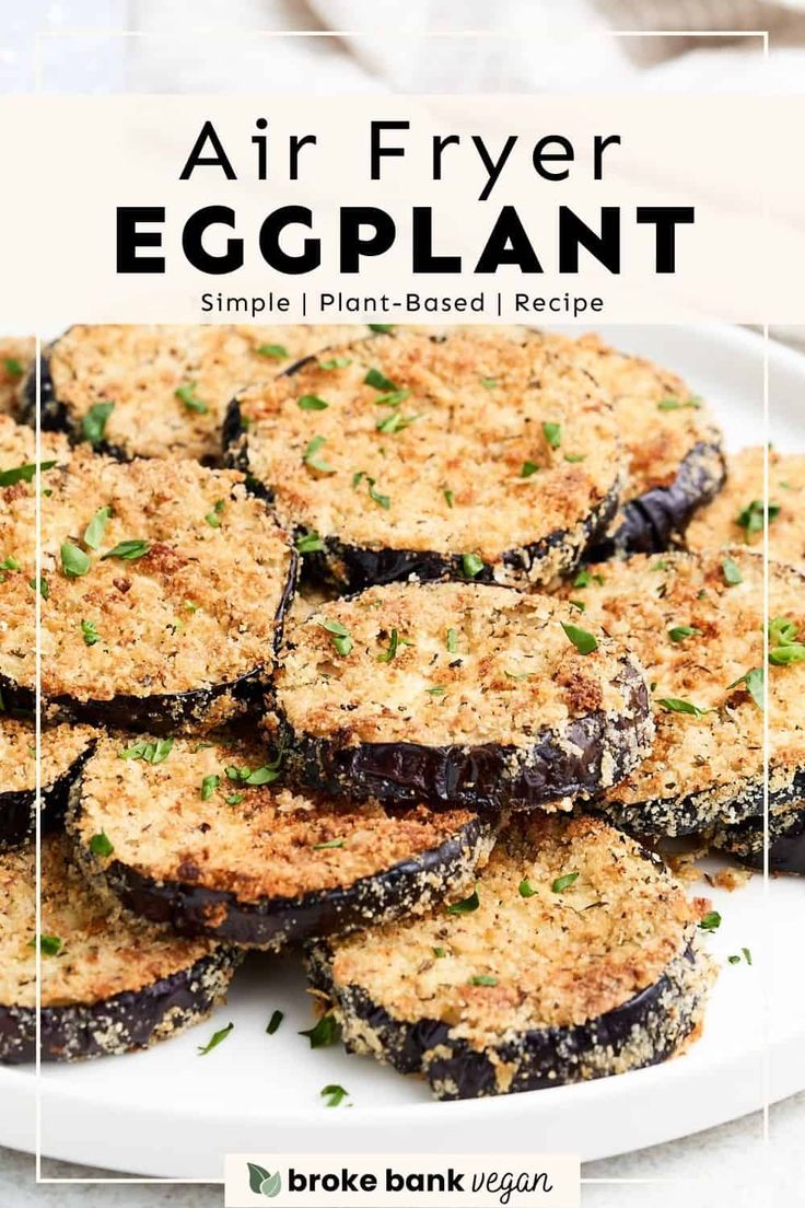 air fryer eggplant on a white plate