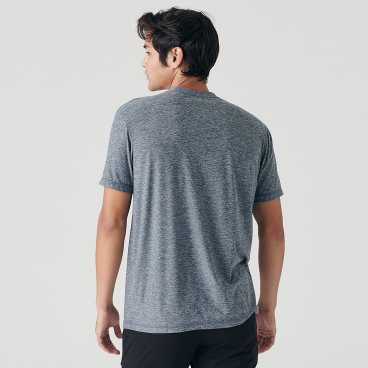 Features: Premium fitted crew neck t-shirt Provides moisture wicking, odor control, quick dry and anti-microbial finish for maximum comfort UPF 30 blocks 97% of UV rays 96% polyester/4% spandex Fabric will shrink minimally (5%) on a low heat setting in the dryer Classic side seam for the best look & fit Soft tag – tag is screen-printed in the tee for maximum comfort Fit: This is a contemporary/athletic cut. First model is 6'0 / 165 lbs and wearing a size M Second model is 6'1" / 250 lbs and wear