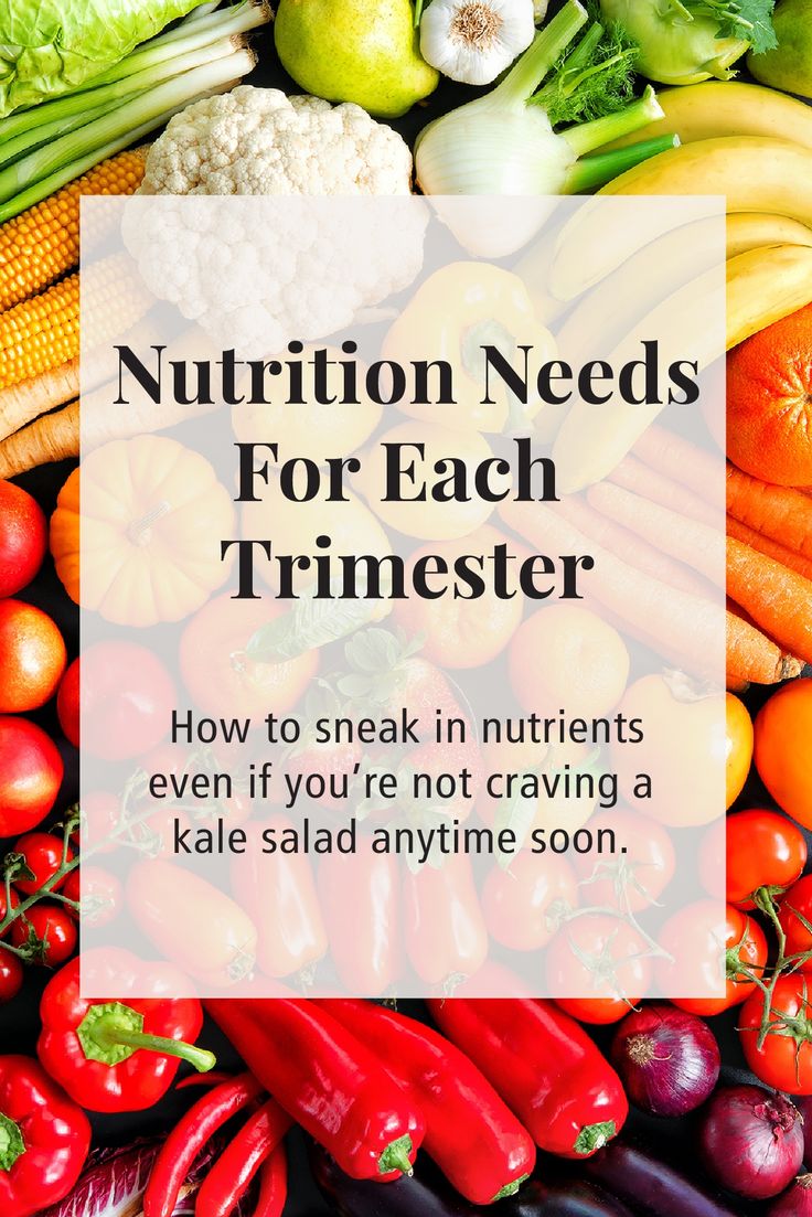 a pile of fruits and vegetables with the words nutrition needs for each trimester