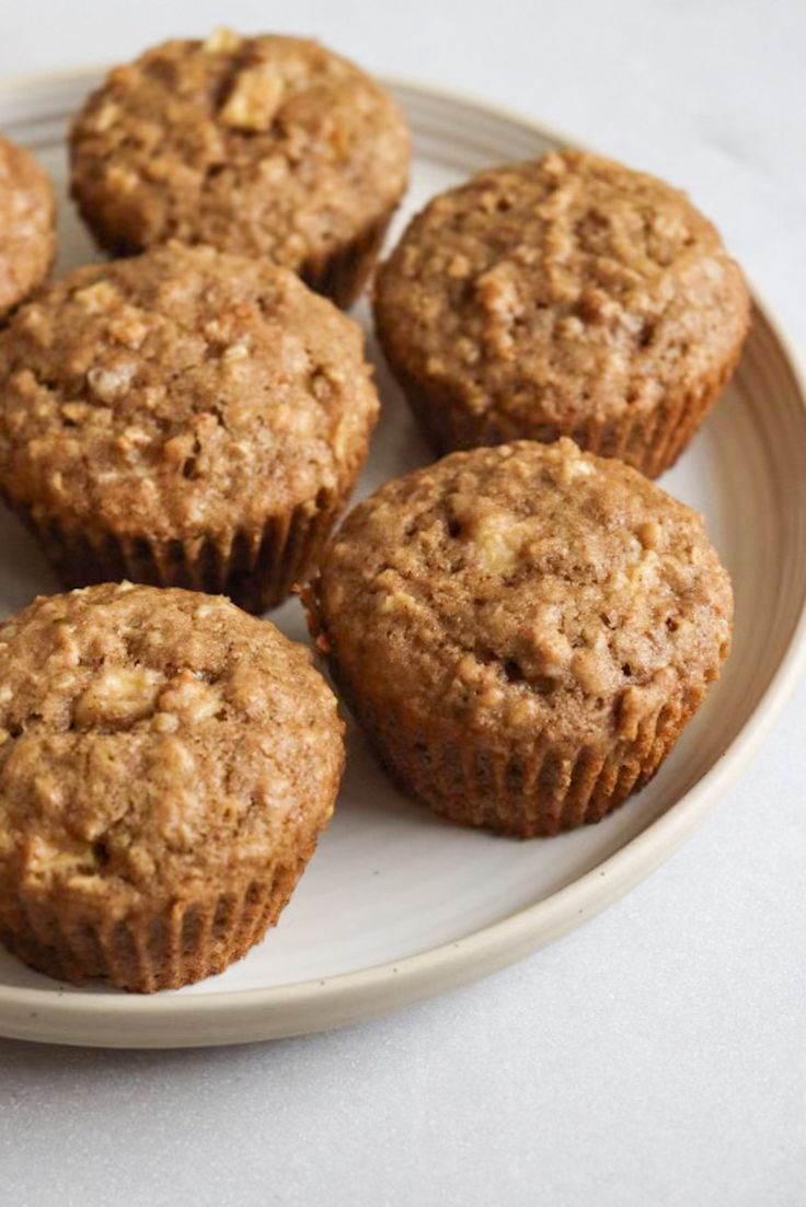 some muffins are on a plate and ready to be eaten by someone else