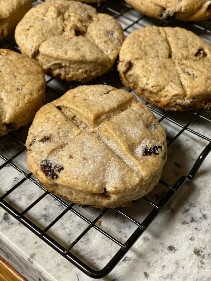 freshly baked cookies cooling on a wire rack