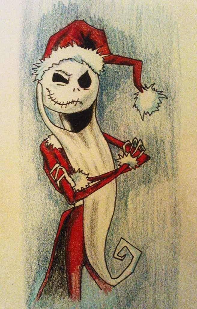 a drawing of a skeleton wearing a santa hat with the words welcome december on it