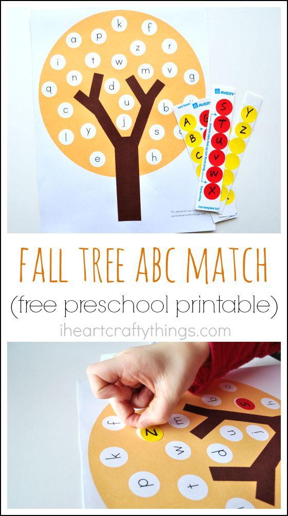 a printable fall tree abc match for preschool