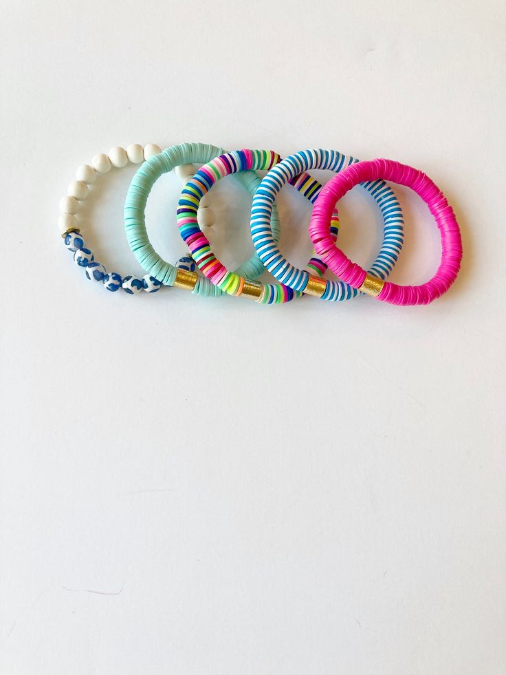 The Lilly Stack-bracelet stack | Etsy Playful Multicolor Jewelry For Everyday Wear, Playful Multicolor Friendship Bracelets, Fun Multicolor Everyday Jewelry, Playful Colorful Bracelets For Everyday, Fun Multicolor Everyday Bracelets, Multicolor Stacked Bracelets For Beach, Multicolor Stackable Fun Jewelry, Playful Blue Beaded Bracelets For Birthday, Trendy Multicolor Stackable Bracelets