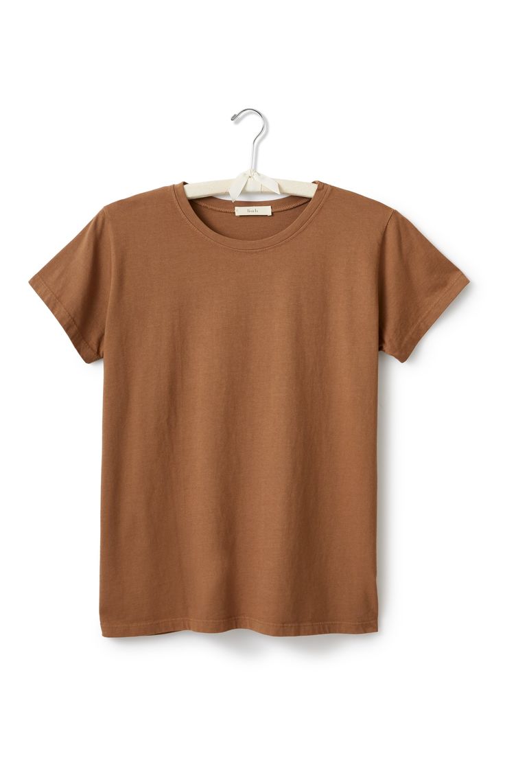 short sleeve relaxed crew neck t-shirt T-Shirts lisa b. mocha x-small (0-2) Lounge Shorts, Knit Cotton, Cotton Knit, Crew Neck Tee, Los Angeles California, Jersey Shorts, Mocha, Cotton Tee, Neck T Shirt