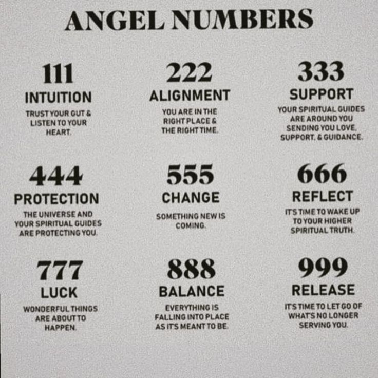 an info sheet with numbers and instructions for angel numbers, which are written in black