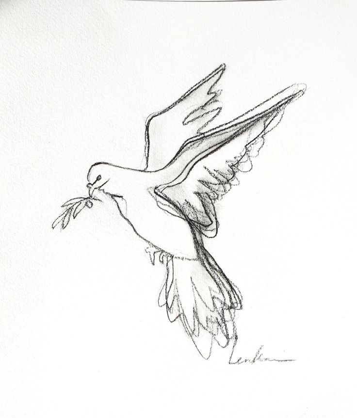 a drawing of a bird flying with its beak in it's mouth and wings outstretched