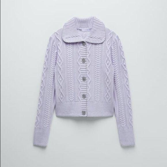 Lilac Colored Nwt Cardigan. I Have A Matching Top As Well. Pls Check It Out So You Can Purchase As A Bundle. Zara Long Sleeve Cable Knit Outerwear, Zara Cable Knit Outerwear, Zara Cable Knit Outerwear For Fall, Zara Cable Knit Winter Cardigan, Zara Cable Knit Cardigan For Winter, Zara Knitted Winter Cardigan, Zara Knitted Cardigan For Winter, Chic Zara Cable Knit Cardigan, Zara Classic Winter Cardigan