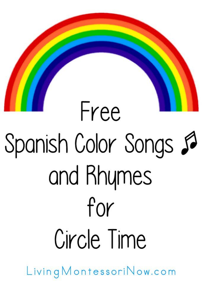 a rainbow with the words free spanish color songs and rhymes for circle time