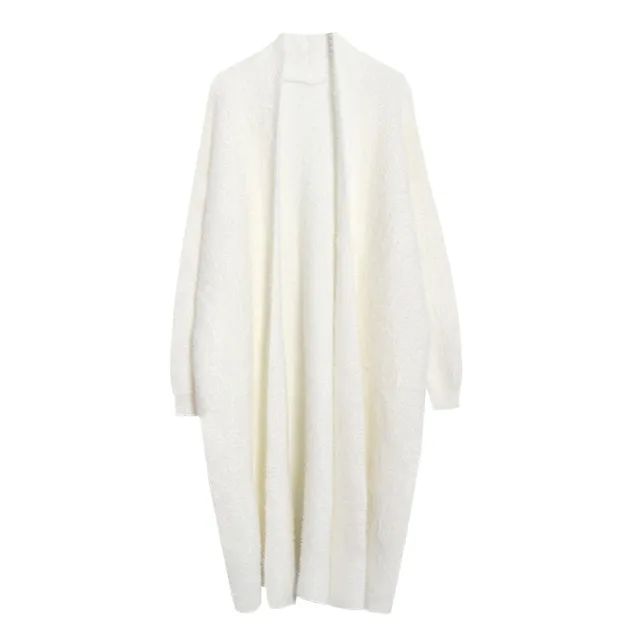 Fashion Soft Long Cardigan Women 2024 Casual Loose Knitted Sweaters Length:97cmBust:104cmSleeve:56cmShoulder:50cm White Cardigan Outfit Summer, Long White Cardigan Outfit, Cardigan Outfit Spring, Cardigan Outfit Summer, White Cardigan Outfit, Long White Cardigan, Outfit Summer Casual, Classy Business Outfits, Velvet Cardigan