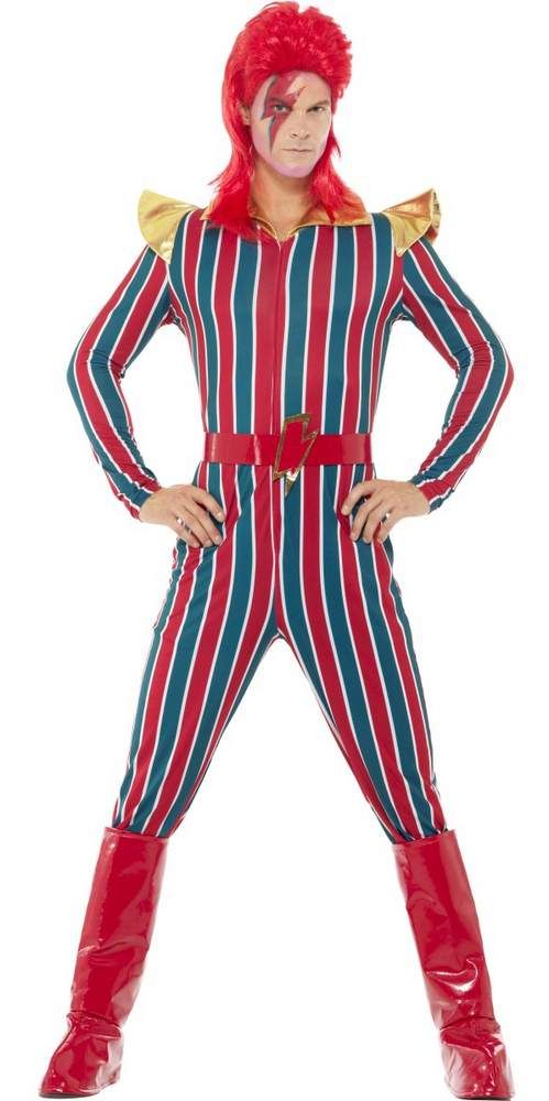 a man in a red and blue striped costume