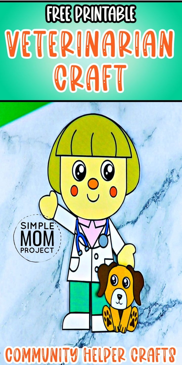 Does your toddler love their pets? Then this free printable Veterinarian Craft would be the ideal activity for them. With simple cut & paste template design, this is one of our many community helper themed crafts so they're perfect for preschoolers learning all about our amazing community helpers. Grab your free Veterinarian Community Helper Craft Template today and share in the creative fun with your little ones! Community Helper Craft, Preschool Artwork, Homeschooling Crafts, Community Helpers Crafts, Nurse Crafts, Activities To Do At Home, Community Helpers Theme, Homeschool Crafts, Rainy Day Crafts