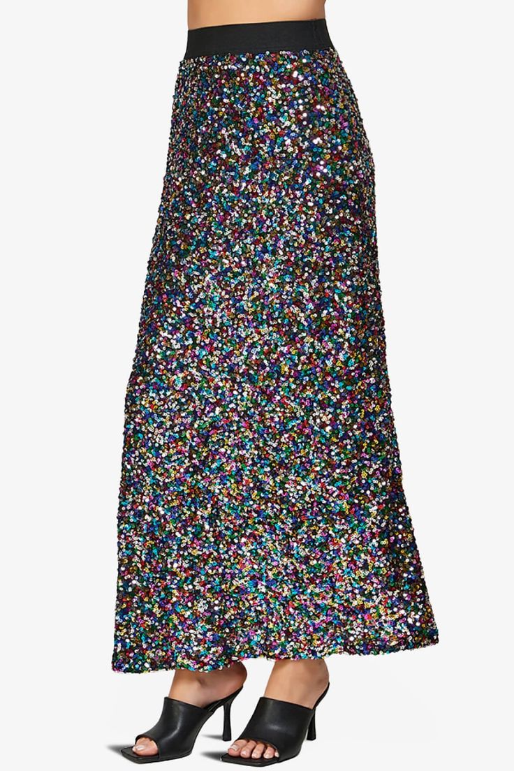 Indulge in the allure of our Sparkly Sequin Maxi Skirt—where glamour meets comfort. The Elastic High Waist and A-Line silhouette long skirt make it a party essential.Shine with confidence in this long, dazzling piece.Perfect for parties, gatherings, or a night out on the town, this skirt is the epitome of timeless chic. Shimmering sequin embellishments Elastic high waist for comfort, lightweight material makes it suitable for various seasons Pull on closure, A-line silhouette Perfect for festive Luxury Sequined Maxi Skirt, Luxury Floor-length Sequin Skirt, Non-stretch Multicolor Long Skirt, Maxi Sequin Skirt, Non-stretch Multicolor Bohemian Maxi Skirt, Non-stretch Multicolor Floral Print Skirt, Sequin Maxi, Long Skirt, Maxi Skirt