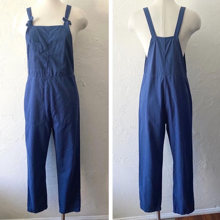 RVCA combed cotton overalls with nice big pockets and adjustable tie straps. Super soft.  Tagged XS, would fit a small also. Across waist 33" hip 39" inseam 26.5" Shown here on a small mannequin with bust 34" waist 24" hip 34" Cotton Overalls With Tie Straps, Cotton Jumpsuits And Rompers With Adjustable Straps, Casual Cotton Overalls With Tie Straps, Cotton Jumpsuit With Adjustable Straps And Bib Front, Spring Blue Overalls With Adjustable Straps, Blue Overalls With Adjustable Straps For Spring, Workwear Overalls With Adjustable Straps, Solid Cotton Overalls With Bib Front, Cotton Overalls With Bib Front