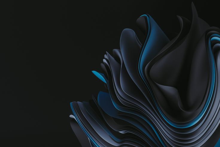 an abstract black and blue background with wavy shapes