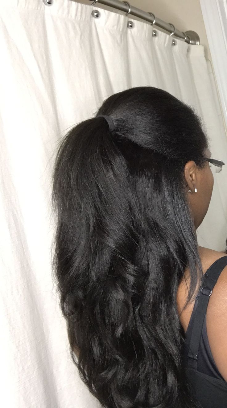 Long Straight Natural Hair Black Women, Medium Length Straight Natural Hair Black Women, Silky Hair Black Women, Black Hair Styles Straight, Silk Press Natural Hair With Clip Ins, 4c Natural Hairstyles Straight, Long Straight Natural Hair, Yaki Straight Clip Ins, Silk Press Clip Ins