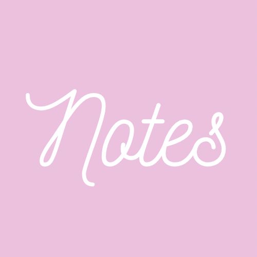 the word notes written in white on a pink background