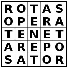 the words rotas opera tenet are displayed in black and white letters on a square grid