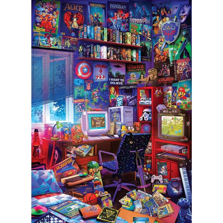 a room filled with lots of toys and books