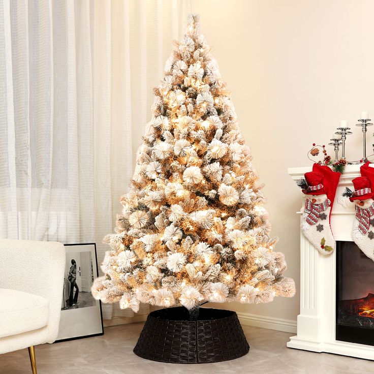 a decorated christmas tree in a living room