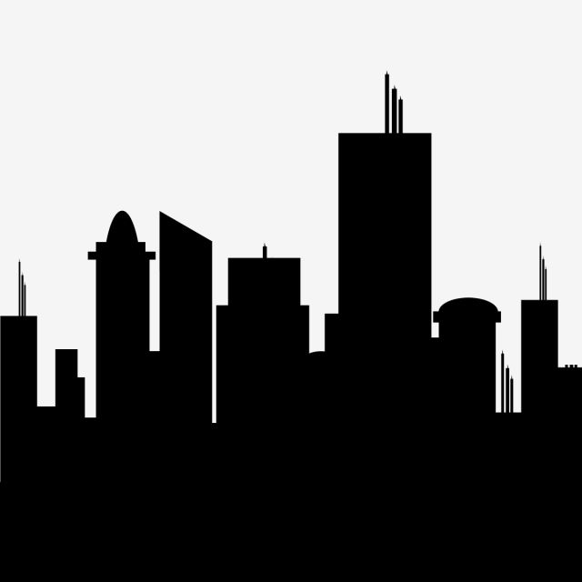 a black and white silhouette of a city skyline