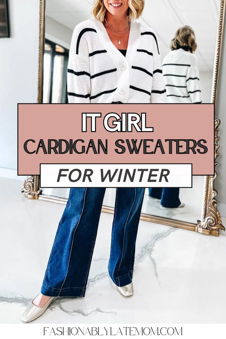 Add a trendy touch to your Women's Winter Outfit with the season's must-have Cardigan styles. This guide highlights the best Women's Sweaters in Women's Fashion, perfect for layering or wearing on their own to stay warm and stylish throughout the cold months. Women's Winter Outfit, Sports Mom Outfit, Cardigan Styles, Trendy Cardigans, Girls Cardigan Sweater, Business Casual Outfit, Winter Outfit Ideas, Fashionably Late, Women's Sweaters