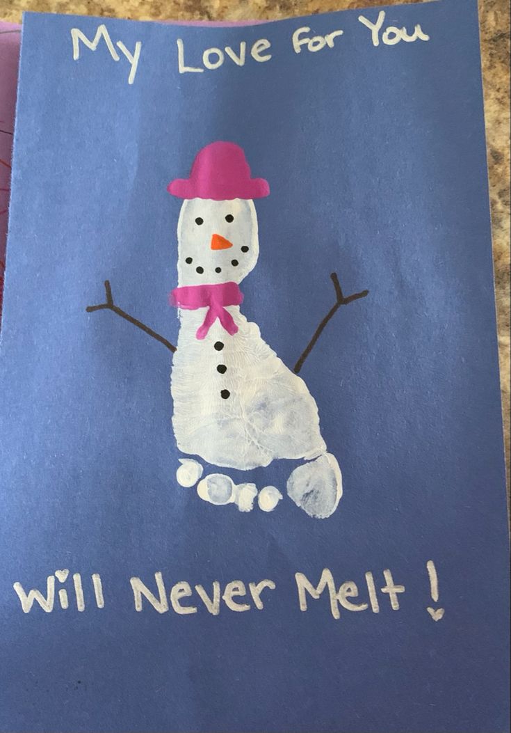 a handmade card with a snowman on it that says, my love for you will never melt