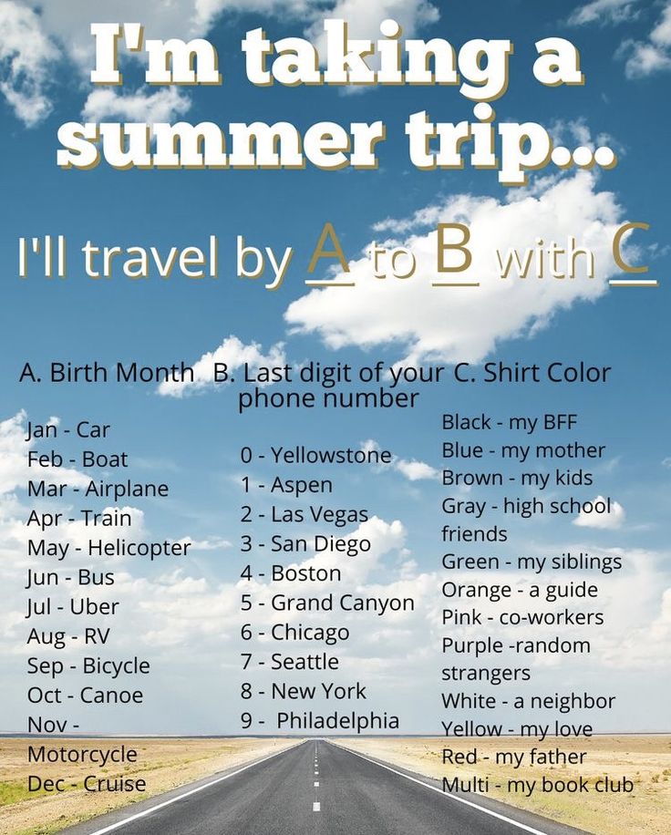 a road with the words i'm taking a summer trip and it's travel by ar to b with c