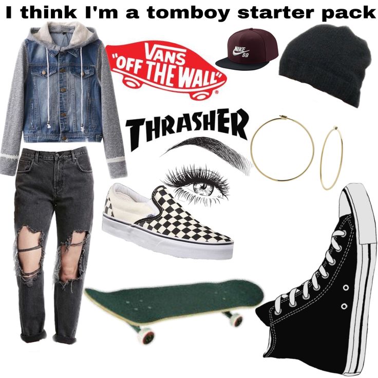 I think I’m a tomboy starter pack Tomboy Starter Pack, Boyish Outfits Tomboys, Cute Tomboy Style, 90’s Makeup, Boyish Outfits, Skater Outfits, Stitch Clothes, Tomboy Outfits, Vans Off The Wall