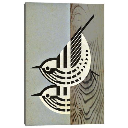 an image of two birds that are on wood