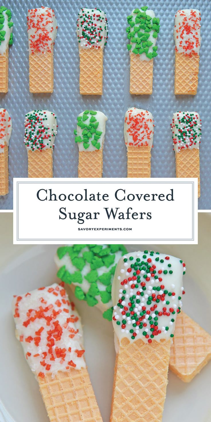 chocolate covered sugar wafers on a white plate