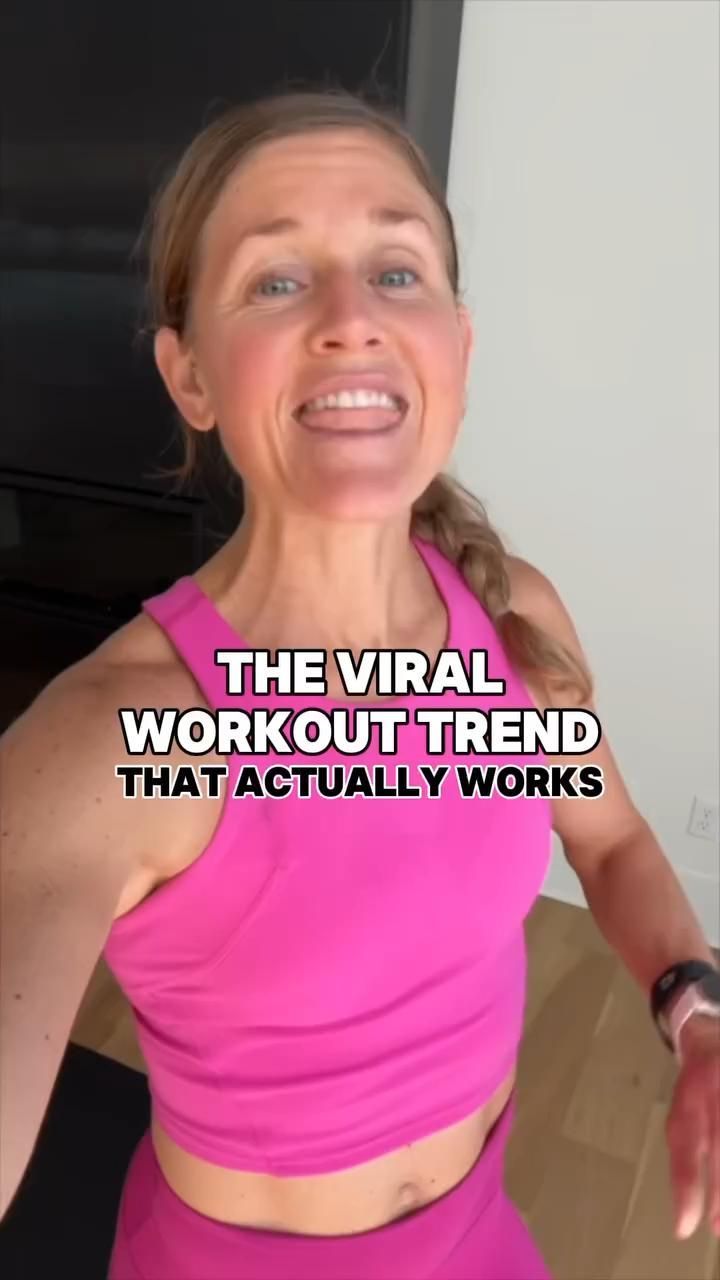 a woman in a pink top with the words, the virtual workout trend that actually works