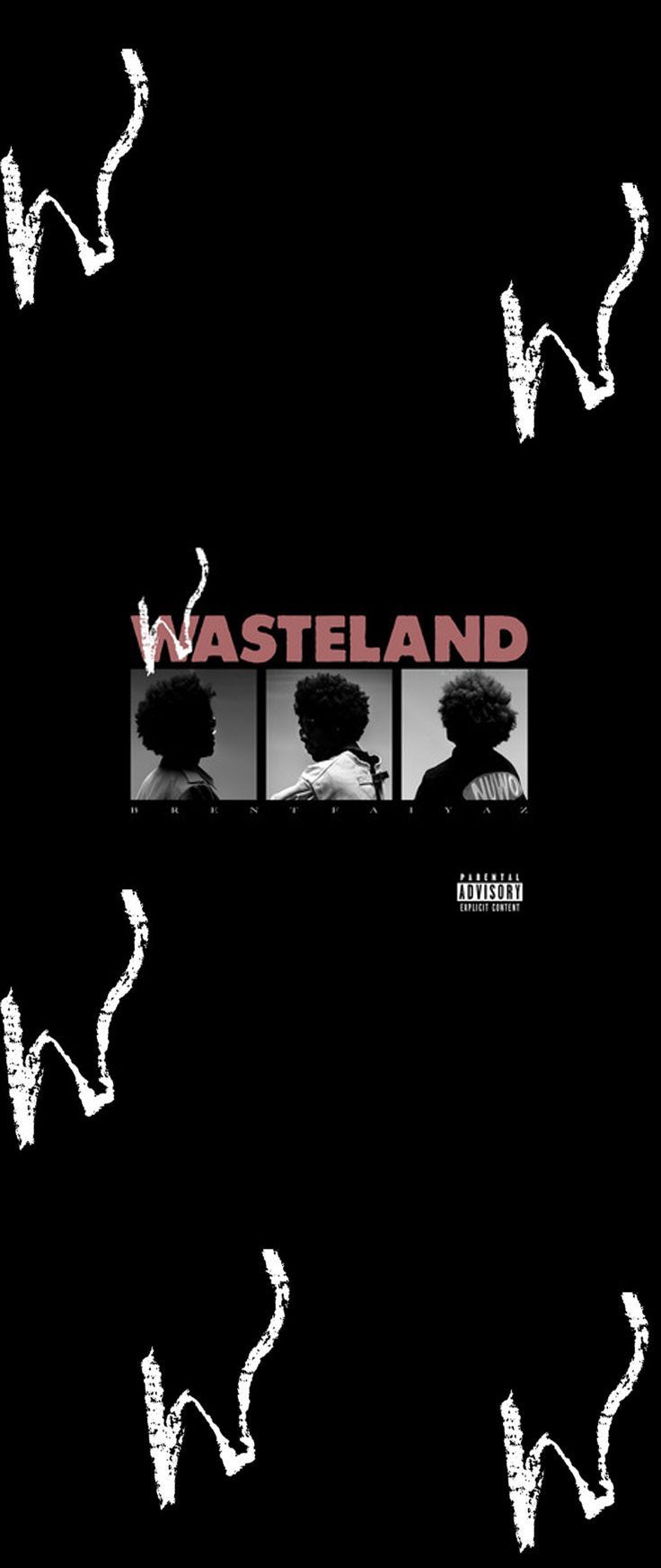 a poster with the words wasteland written in red and white letters on black background