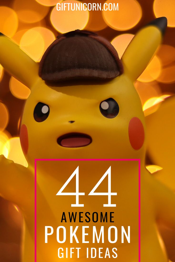 a pokemon pikachu with the text 4 awesome pokemon gift ideas