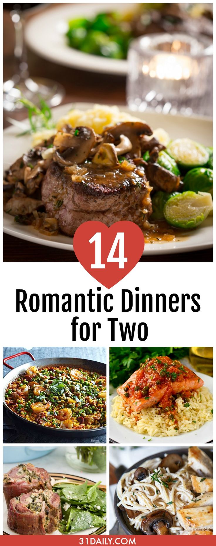 Romantic Dinner Recipes For Two, Dinner Date Recipes, Dinners For Two, Night Dinner Recipes, Dinner Recipes For Two, Dinner For 2, Romantic Dinner For Two, Romantic Meals, Date Recipes