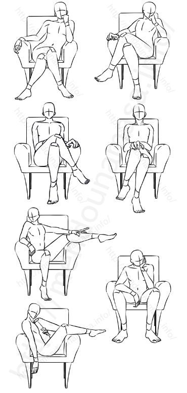 the silhouettes of people sitting in chairs with their legs spread out and feet crossed