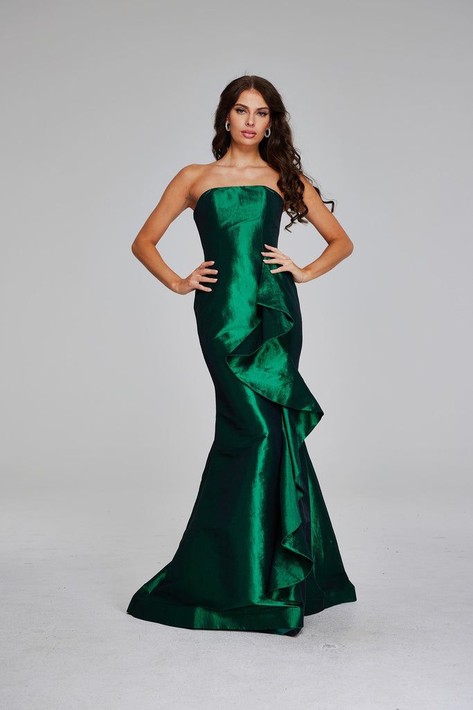 Jovani 39368 Green Night Dress, Allure Couture, Strapless Evening Gowns, Straight Across Neckline, Strapless Evening Dress, Jovani Dresses, Beaded Bodice, Black Evening Dresses, Mermaid Evening Dresses